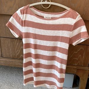 Madewell salmon & cream knit tee
